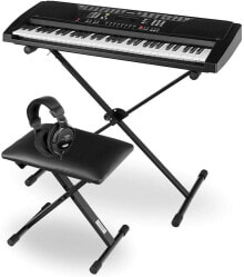 Funkey Deluxe Kit 61 Keys Keyboard Set - Beginner Keyboard with 100 Sounds & Rhythms and Automatic Accompaniment - Complete Set Including Tripod, Bench and Headphones - Silver
