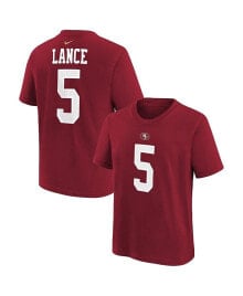 Nike big Boys Trey Lance Scarlet San Francisco 49ers Team Player Name and Number T-shirt