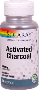 Витамины и БАДы для пищеварительной системы Solaray Activated Charcoal Активированный уголь 280 мг 90 веганских капсул