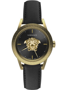 Мужские наручные часы с черным кожаным ремешком Versace VERD01320 Palazzo Empire mens 43mm 5ATM