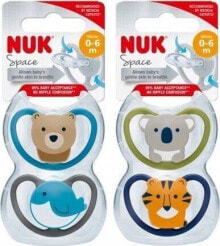 Baby pacifiers and accessories nUK Nuk smoczek usp.silikon 0-6m-cy Space 2szt.