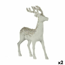 Christmas Reindeer White Plastic 15 x 45 x 30 cm (2 Units)