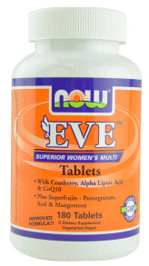 Витаминно-минеральные комплексы nOW Foods EVE Superior Women&#039;s Multi Женский мультивитаминный комплекс с клюквой, альфа-липоевой кислотой и CoQ10 180 таблеток