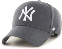 Бейсболки Мужская бейсболка серая бейсбольная с логотипом 47 Brand Adults MLB New York Yankees Clean Up Cap, blue