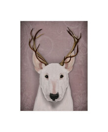 Trademark Global fab Funky Bull Terrier and Antlers Canvas Art - 15.5