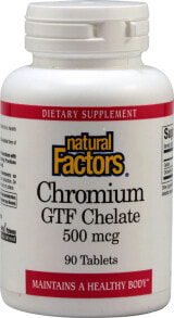 Минералы и микроэлементы natural Factors, Chromium GTF Chelate, 500 mcg, 90 Tablets