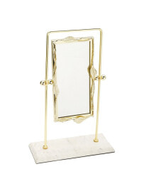 Classic Touch rectangular Table Mirror Leaf Border Marble Base, 5