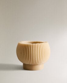 Striped round decorative candle