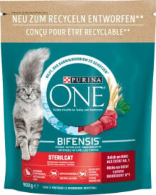 Купить сухие корма для кошек PURINA ONE: Trockenfutter Katze mit Rind & Weizen, Sterilcat, Adult, 900 g