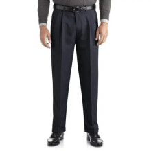 Купить мужские брюки George: George Regular Pleated Cuffed Microfiber Dress Pants Men's 40 x 30 Navy Pull-On