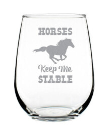 Bevvee horses Keep Me Stable Horse Gifts Stem Less Wine Glass, 17 oz