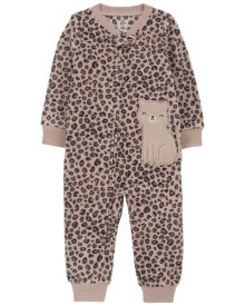 Baby 1-Piece Cheetah Print Fleece Footless Pajamas