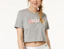 Nike Sportswear Crew Neck Cotton Logo Cropped Grey Heather XL