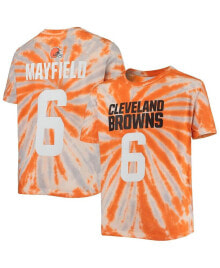 Outerstuff big Boys Baker Mayfield Orange Cleveland Browns Tie-Dye Name and Number T-shirt