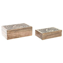 Jewelry box DKD Home Decor Brown Dark brown Mango wood 25 x 17 x 9 cm (2 Pieces)