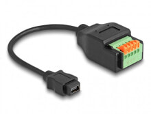 Delock USB 2.0 Kabel Typ Mini-B Buchse zu Terminalblock Adapter mit Drucktaster - Adapter - Digital
