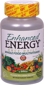 Витаминно-минеральные комплексы kAL Enhanced Energy Wholefood Multivitamin Мультивитамины из цельных продуктов с дозировкой 1 раз в день 60 растительных таблеток