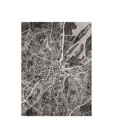 Trademark Global michael Tompsett Belfast Northern Ireland City Map Black Canvas Art - 20