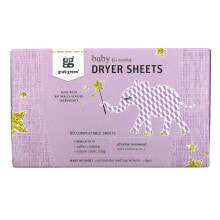 Baby Dryer Sheets, 5+ Months, Dreamy Rosewood with Essential Oils, 80 Compostable Sheets