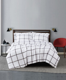 Truly Soft printed Windowpane 3 Piece Duvet Cover Set, Full/Queen