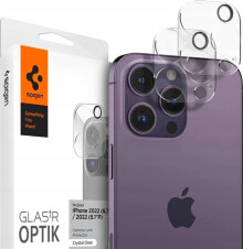 Spigen Szkło hartowane na aparat Spigen Optik.tr Camera Protector Apple iPhone 14 Pro/14 Pro Max Crystal Clear [2 PACK]