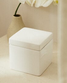 White earthenware bathroom storage jar