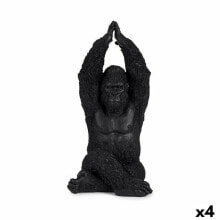 Decorative Figure Gorilla Yoga Black 18 x 36,5 x 19,5 cm (4 Units)