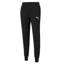 Мужские брюки спортивные черные зауженные летние трикотажные на резинке джоггеры Puma ESS Logo M pants 586716 51
