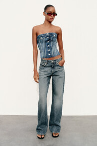 Denim trf corsetry-inspired top