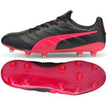 Мужская спортивная обувь для футбола мужские футбольные бутсы черные красные  с шипами Puma King Platinum 21 FG / AG M 106478 02 football shoes