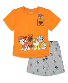 Купить детские комплекты и форма для мальчиков Nickelodeon: Toddler Boys Paw Patrol Rubble Marshall Chase Pullover T-Shirt and French Terry Shorts Outfit Set to