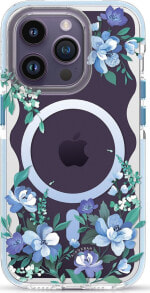 Kingxbar Kingxbar Flora Series magnetyczne etui iPhone 14 Plus MagSafe ozdobione nadrukiem w kwiaty orchid