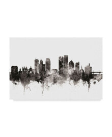 Trademark Global michael Tompsett Dayton Ohio Skyline Black White Canvas Art - 15