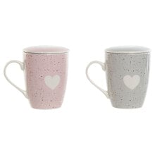 Cup with Tea Filter Home ESPRIT Grey Pink 340 ml (2 Units)