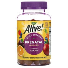 Витамины и БАДы для женщин Nature's Way, Alive! Prenatal with Plant DHA, Orange & Raspberry Lemonade, 90 Gummies