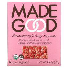 Батончики мюсли MadeGood, Crispy Squares, Strawberry, 6 Bars, 0.78 oz (22 g) Each (Discontinued Item)