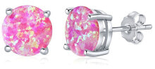 Ювелирные серьги silver earrings with pink synthetic opal JJJEBP302004