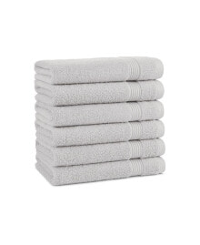Arkwright Home host and Home Hand Towels (6 Pack), Solid Color Options, 16x28 in, Double Stitched Edges, 400 GSM, Soft Ringspun Cotton, Stylish Striped Dobby Border