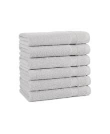 Arkwright Home host and Home Hand Towels (6 Pack), Solid Color Options, 16x28 in, Double Stitched Edges, 600 GSM, Soft Ringspun Cotton, Stylish Striped Dobby Border