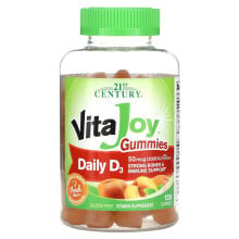 21st Century, VitaJoy, жевательные мармеладки, ежедневный витамин D3, персик, 25 мкг (1000 МЕ), 120 жевательных таблеток