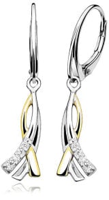 Серьги elegant silver bicolor earrings E0001306