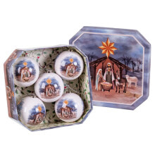 Christmas Baubles Multicolour Paper Polyfoam Nativity/Bethlehem 7,5 x 7,5 x 7,5 cm (5 Units)