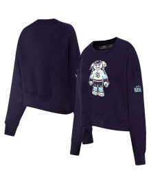 Купить женские блузки и кофточки Pro Standard: Women's Deep Sea Blue Seattle Kraken Mascot Crewneck Pullover Sweatshirt