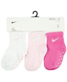 Nike baby Boys or Baby Girls Core Ankle Gripper Socks, Pack of 3