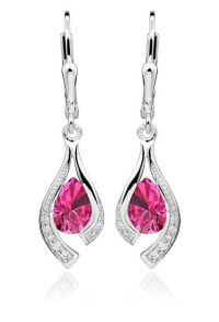 Ювелирные серьги glittering silver earrings with pink zircons SVLE0010SH8R100
