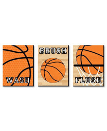Big Dot of Happiness nothin' but Net Basketball Wall Art 7.5 x 10 in Set of 3 Signs Wash Brush Flush