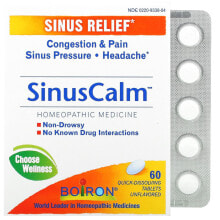 Витамины и БАДы от простуды и гриппа boiron, SinusCalm, Sinus Relief, Unflavored, 60 Quick-Dissolving Tablets