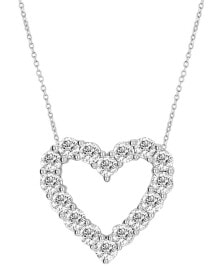 Купить ювелирные кулоны и подвески Badgley Mischka: Lab Grown Diamond Heart Pendant Necklace (3 ct. t.w.) in 14k White Gold, 16" + 2" extender