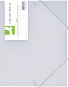 Q-Connect Teczka z gumką PP, A4, 400mikr., 3-skrz., transparentna biała