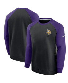Nike men's Black, Purple Minnesota Vikings Historic Raglan Crew Performance Sweater